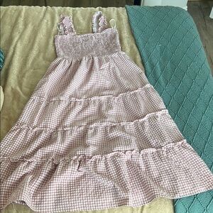 Pink Gingham Smocked Dress